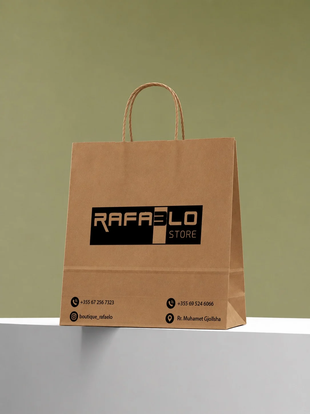 Çantë kartoni kraft e personalizuar për Rafaelo Store